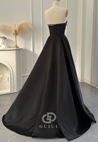 A-Line Strapless Sleeveless Empire-Waist Evening Dress