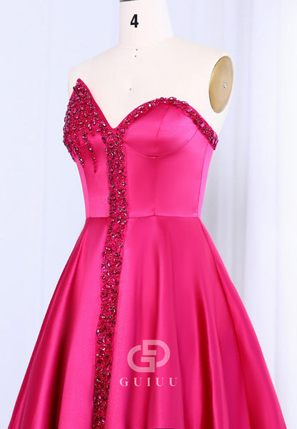 A-Line Strapless Sleeveless Empire-Waist Evening Dress