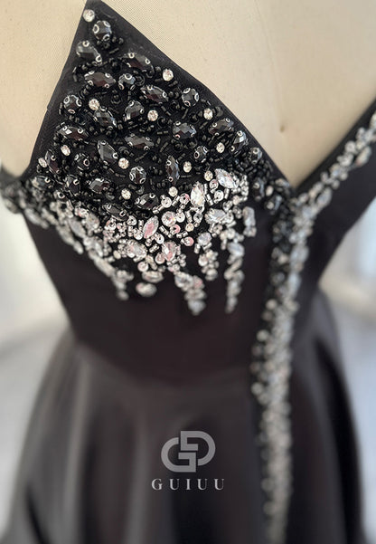 A-Line Strapless Sleeveless Empire-Waist Evening Dress