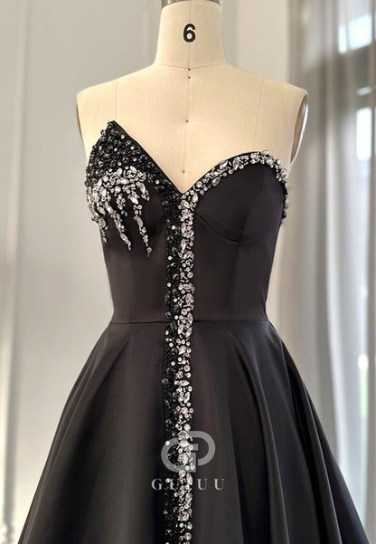 A-Line Strapless Sleeveless Empire-Waist Evening Dress