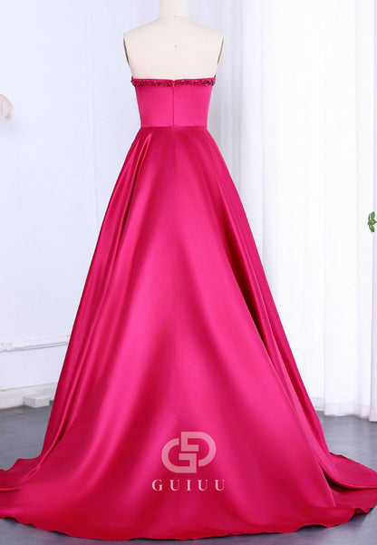 A-Line Strapless Sleeveless Empire-Waist Evening Dress