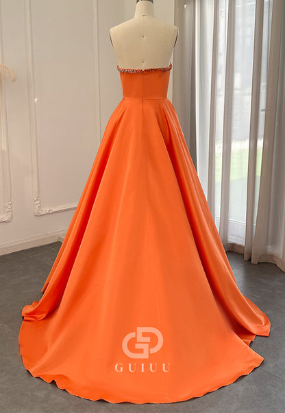 A-Line Strapless Sleeveless Empire-Waist Evening Dress