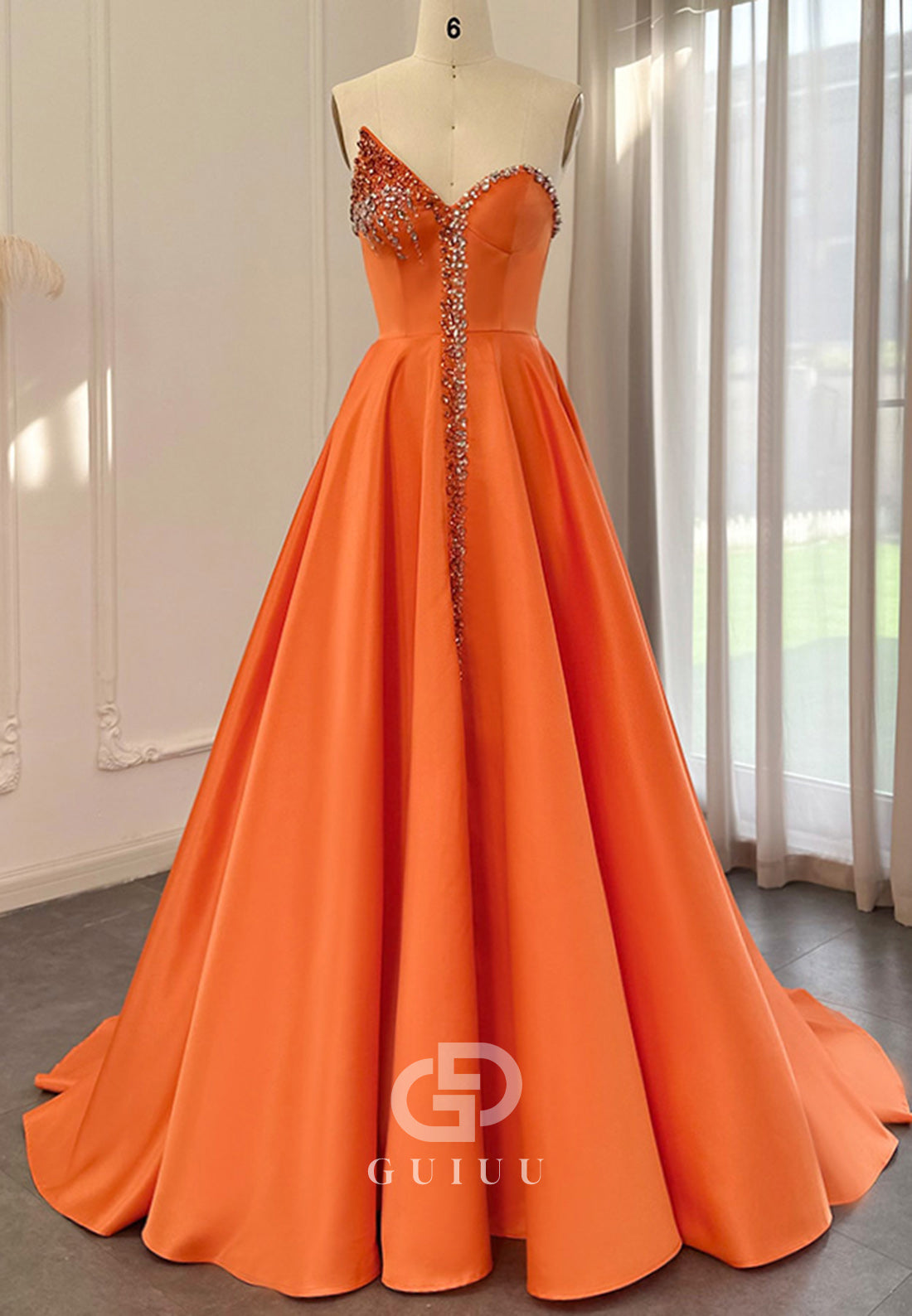 A-Line Strapless Sleeveless Empire-Waist Evening Dress