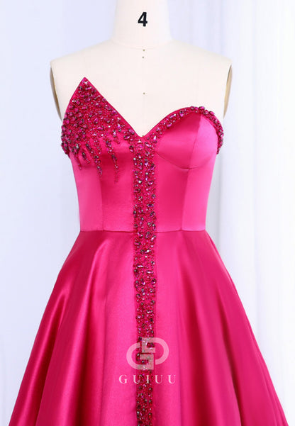 A-Line Strapless Sleeveless Empire-Waist Evening Dress