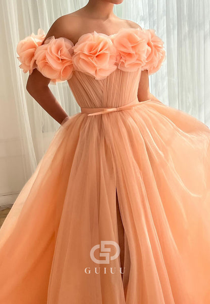 Charming A-Line Sleeveless Strapless Floral Appliques Prom Dress