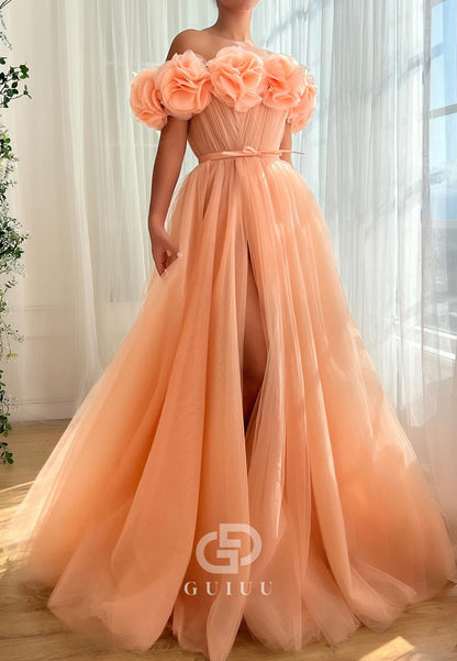 Charming A-Line Sleeveless Strapless Floral Appliques Prom Dress