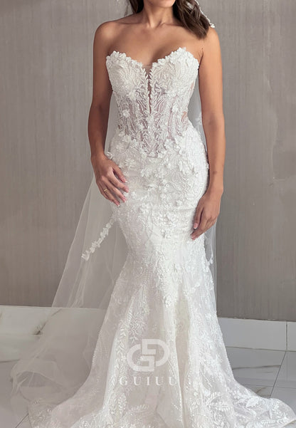 Charming A-Line Sleeveless Strapless Appliques Wedding Dress