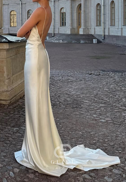 Halter Sleeveless Ruched Cape Backless Satin Wedding Dress