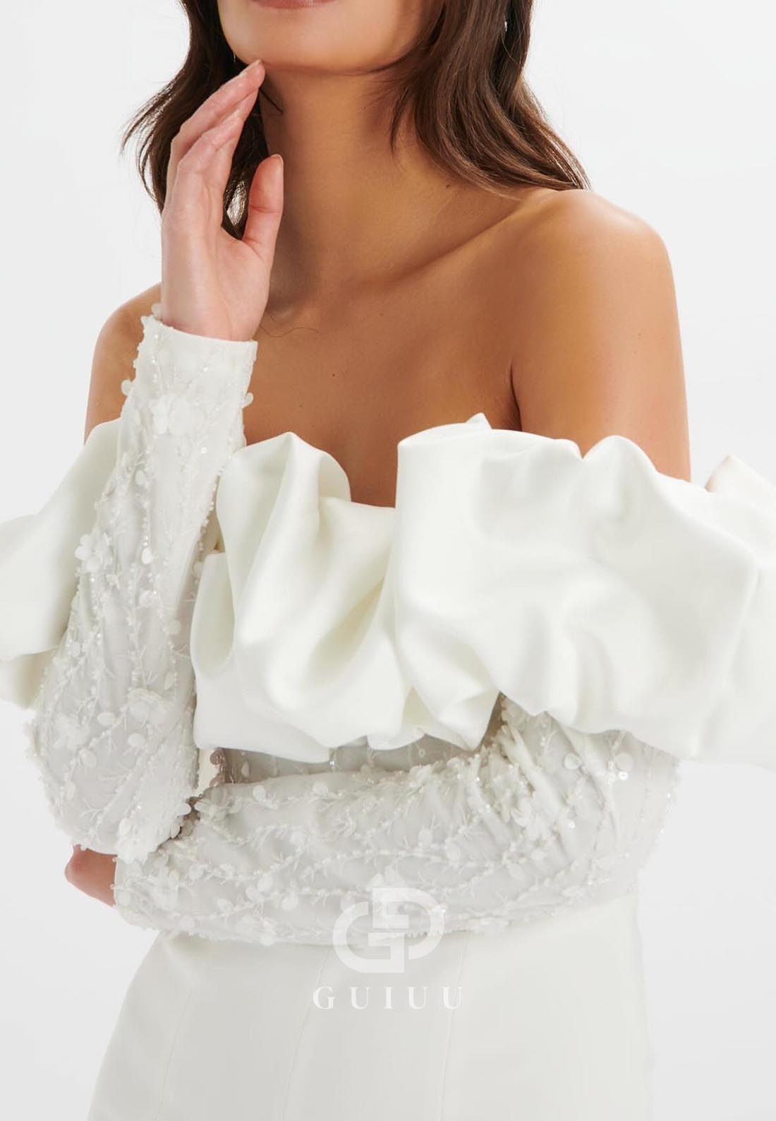 Jumpsuit Off-Shoulder Long Sleeves Corset Wedding Dress