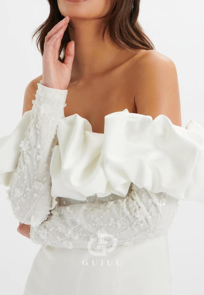 Jumpsuit Off-Shoulder Long Sleeves Corset Wedding Dress