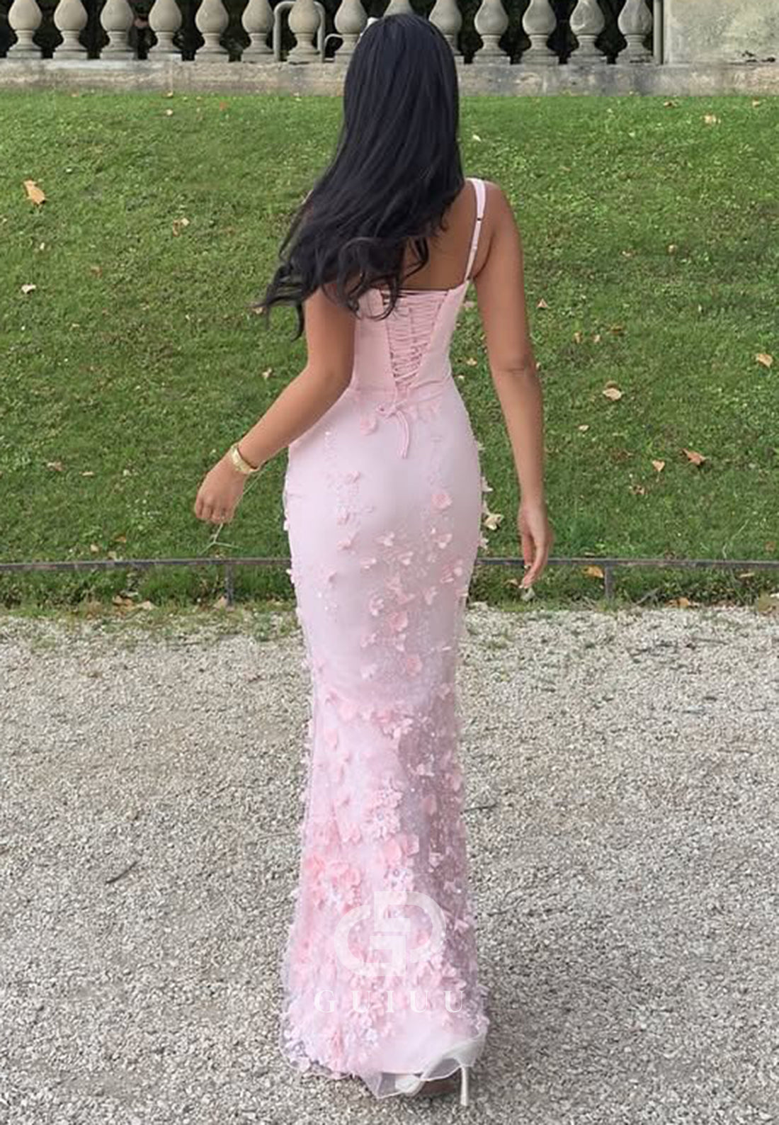 Blushing Pink Spaghetti Straps Sweetheart Sequins Evening Dress