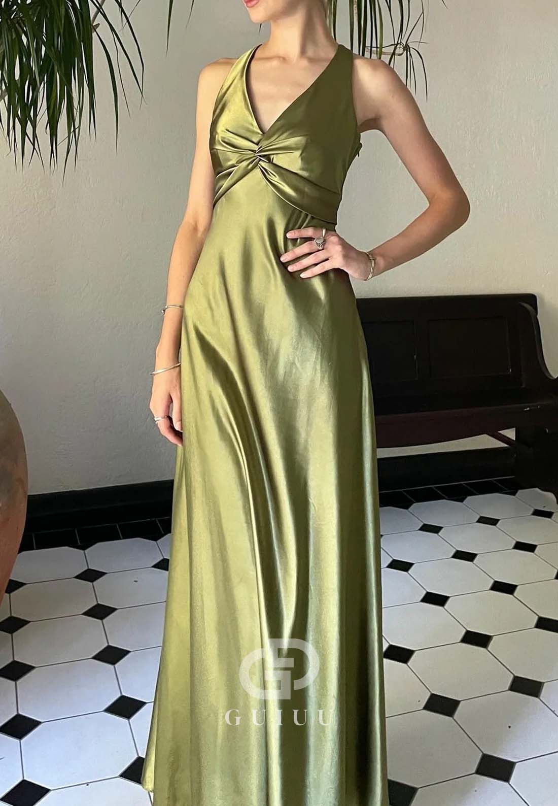 Chic Sheath Halter Neck Long Party with Backless Bowknot Party Dress