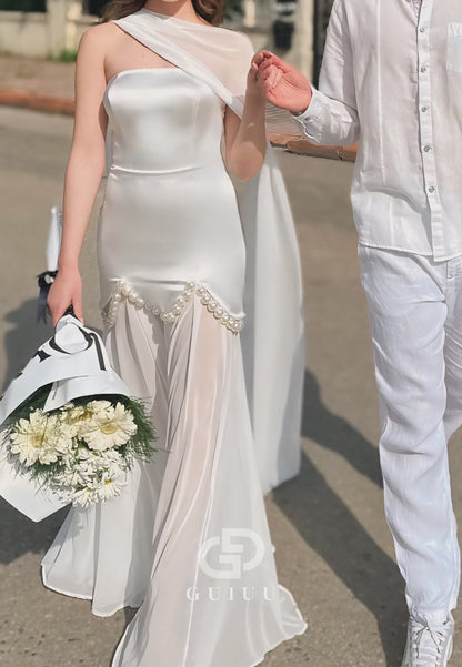 A-Line Strapless Sleeveless Pearls Corset Prom Dress