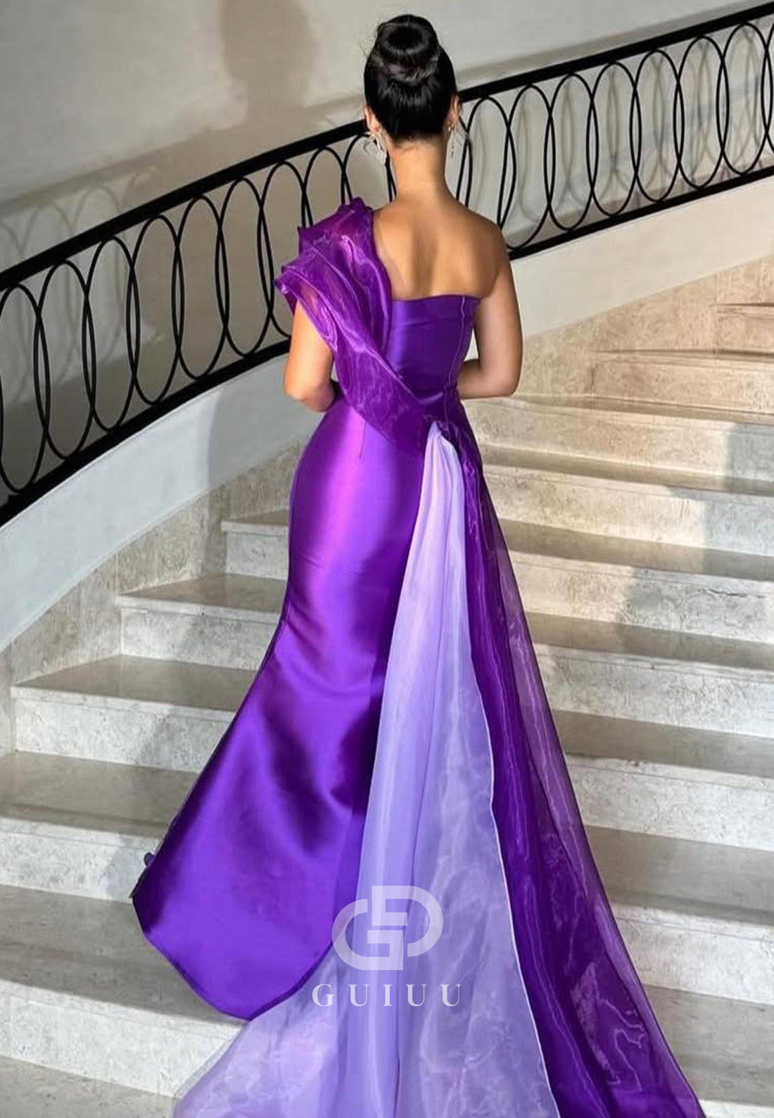 Regency One Shoulder Sleeveless Appliques Evening Dress