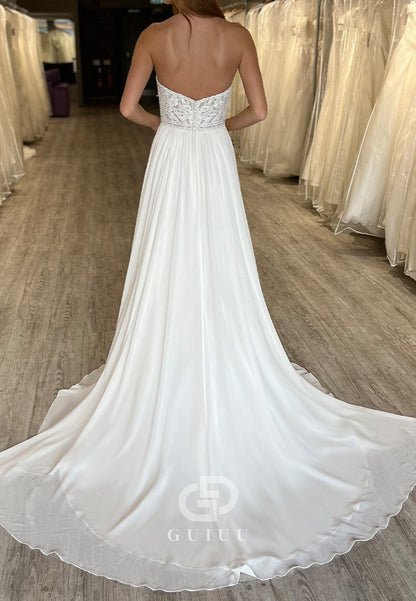Elegant Strapless Sleeveless Corset Wedding Dress