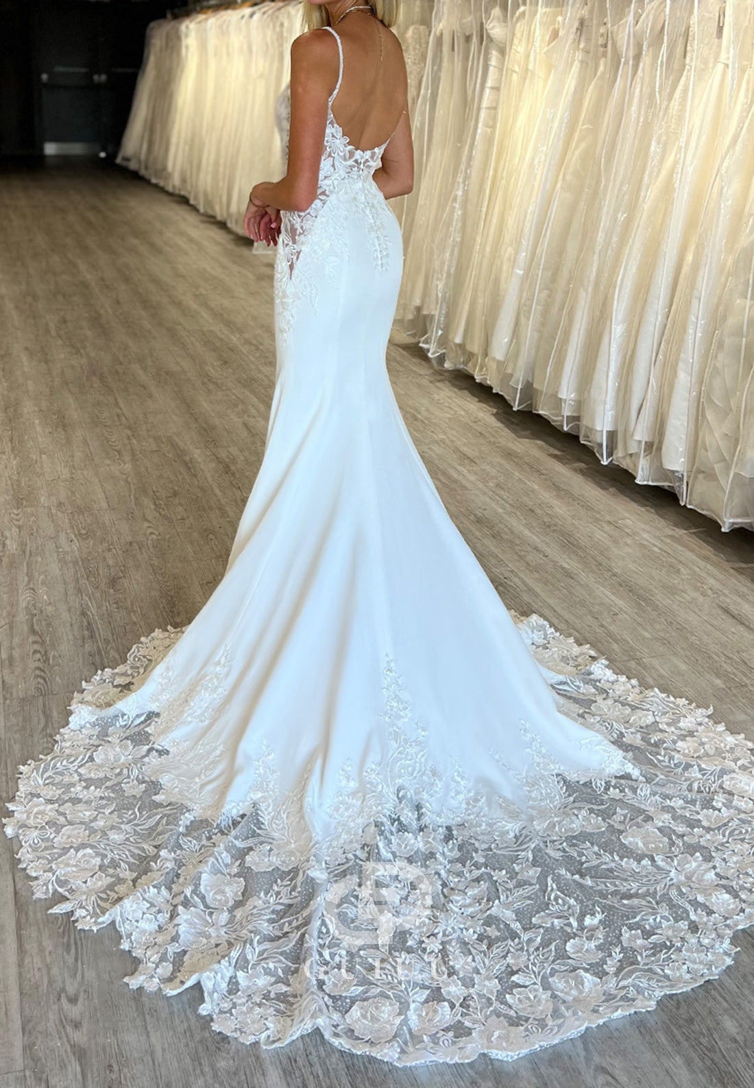 Spaghetti Straps Sweetheart Corset Tulle Mermaid Wedding Dress