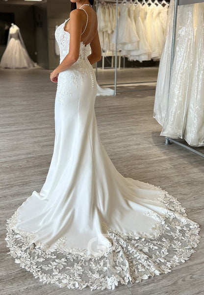 Spaghetti Straps Scoop Corset Tulle Mermaid Wedding Dress