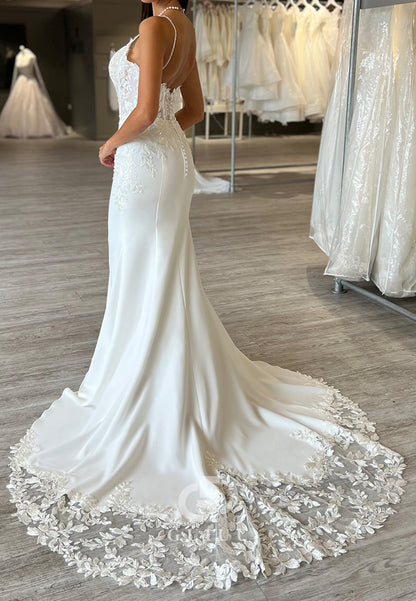 Spaghetti Straps Scoop Corset Tulle Mermaid Wedding Dress