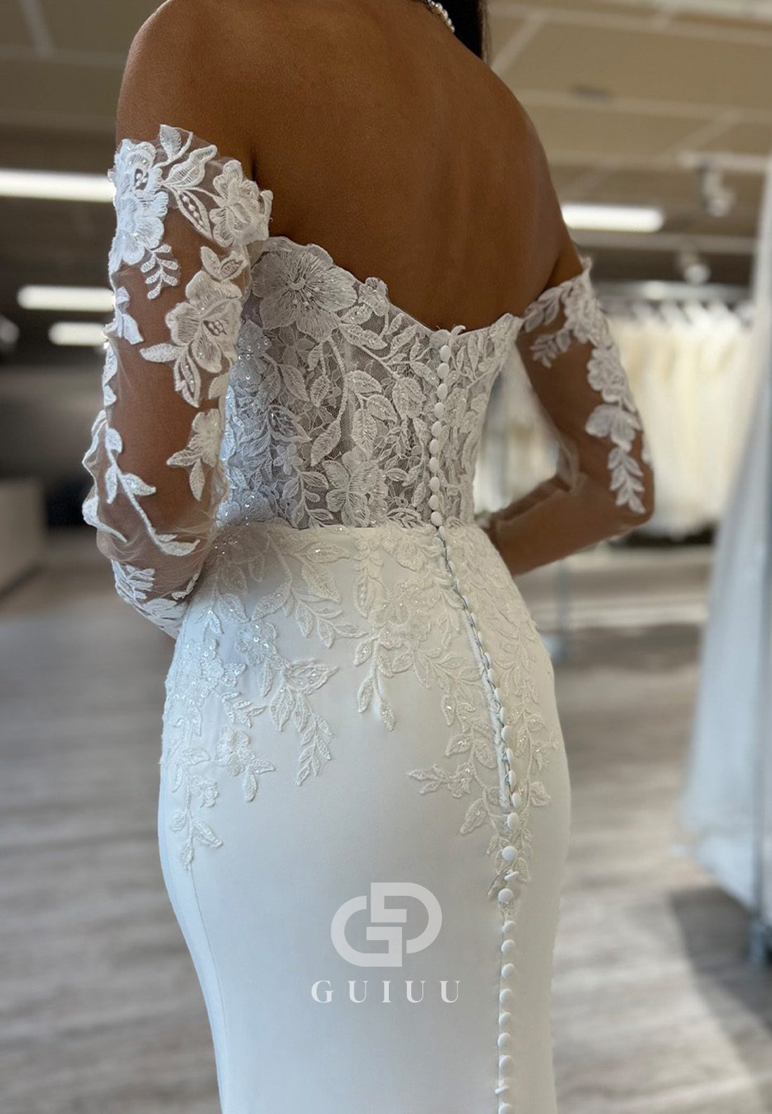 Mermaid Long Sleeves Sweetheart Corset Tulle Wedding Dress