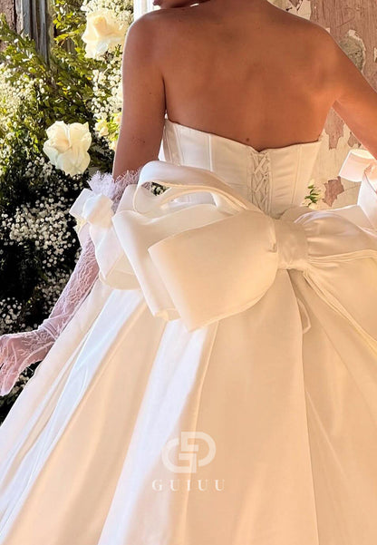 Elegant Sleeveless Strapless Bowknot A-Line Wedding Dress