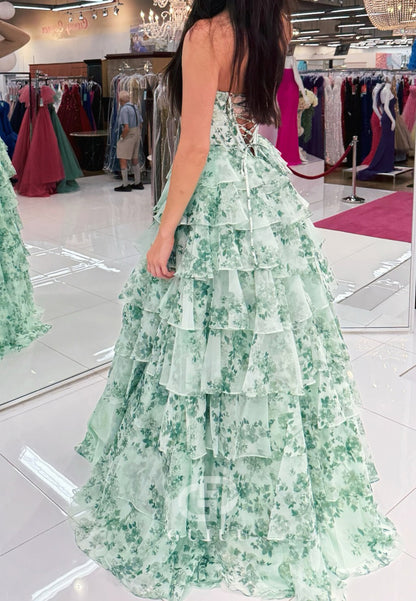 Elegant A-Line Spaghetti Straps Sweetheart Ruffles Prom Dress