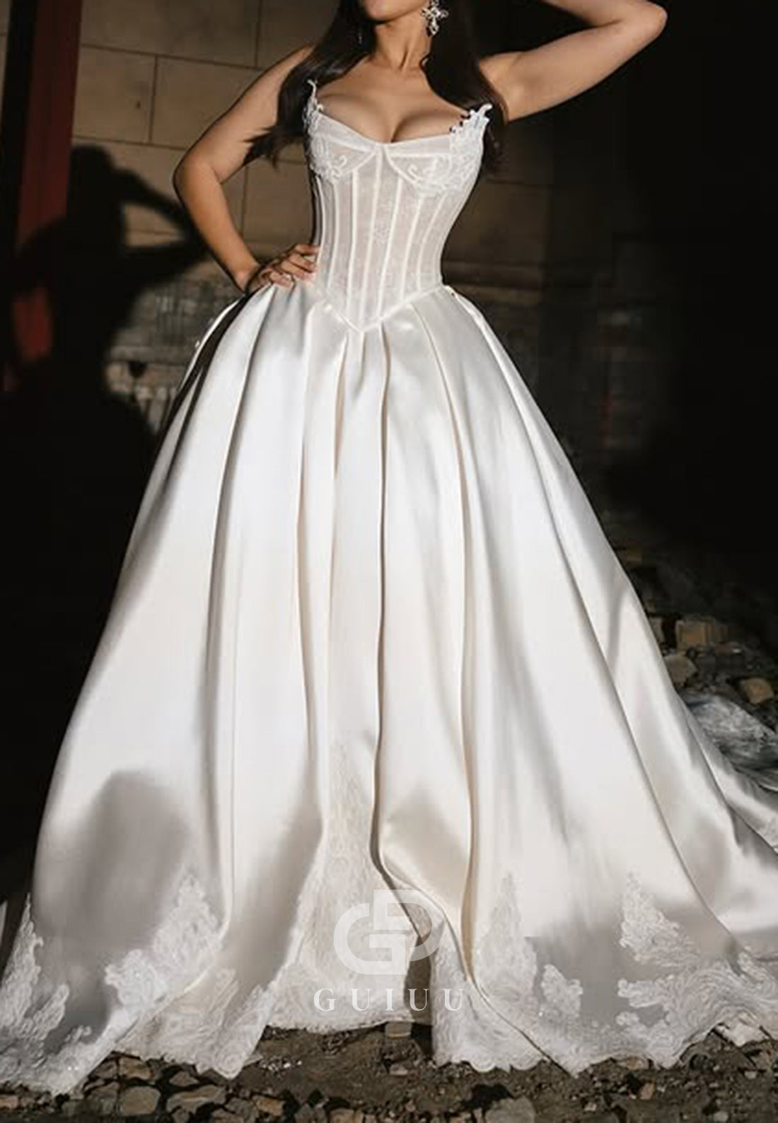 Elegant Strapless Sleeveless Corset Satin Wedding Dress