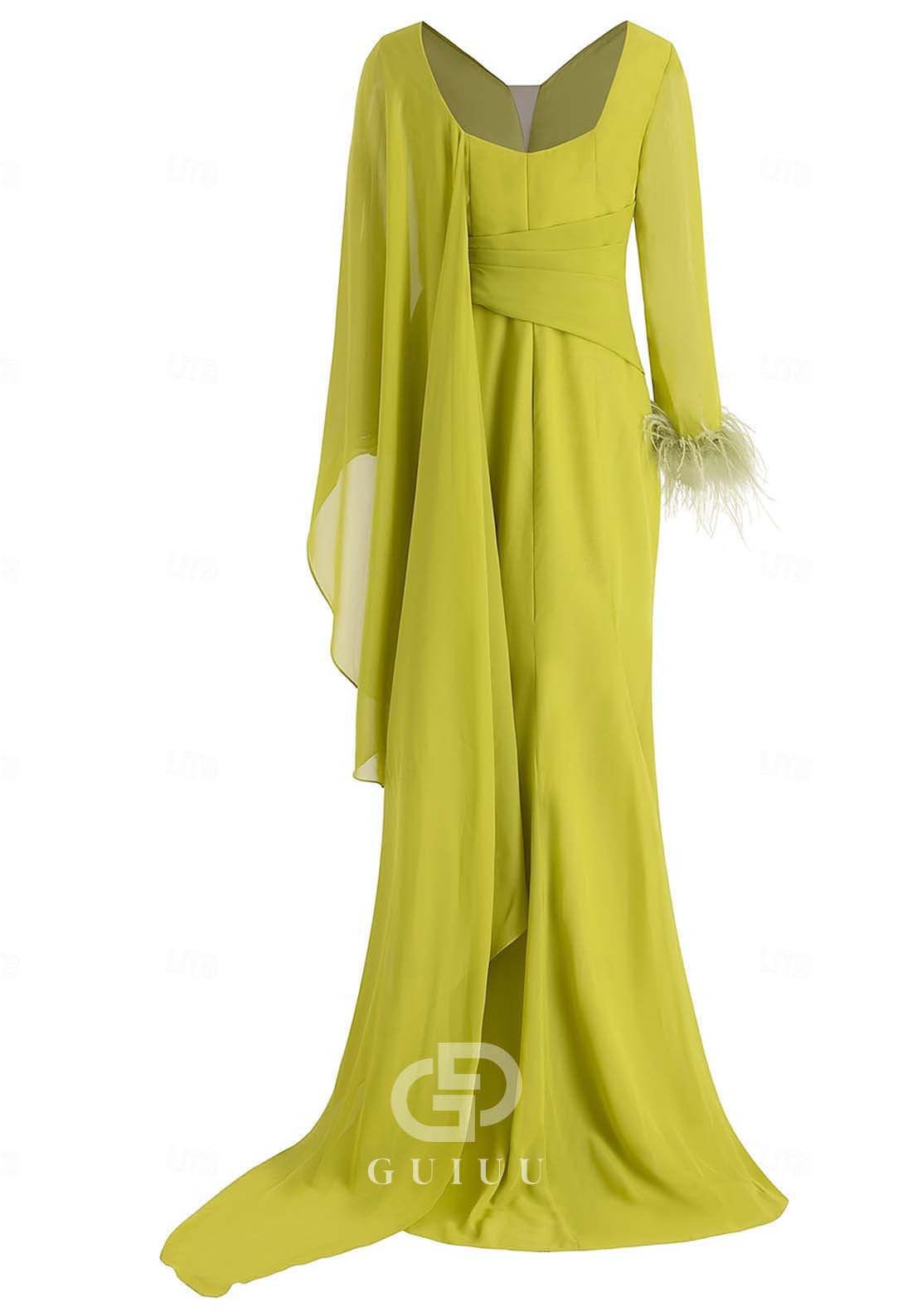 Long Sleeves V-Neck Floor-Length Evening Formal Dress