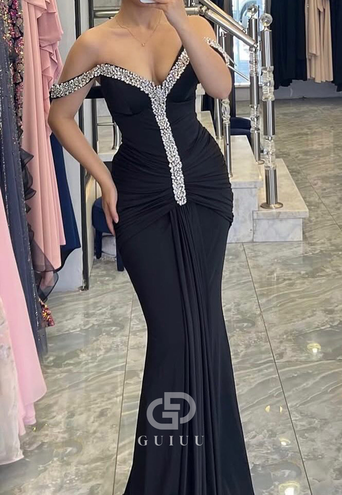 Charming Sleeveless Strapless Beads Sheath Prom Dress