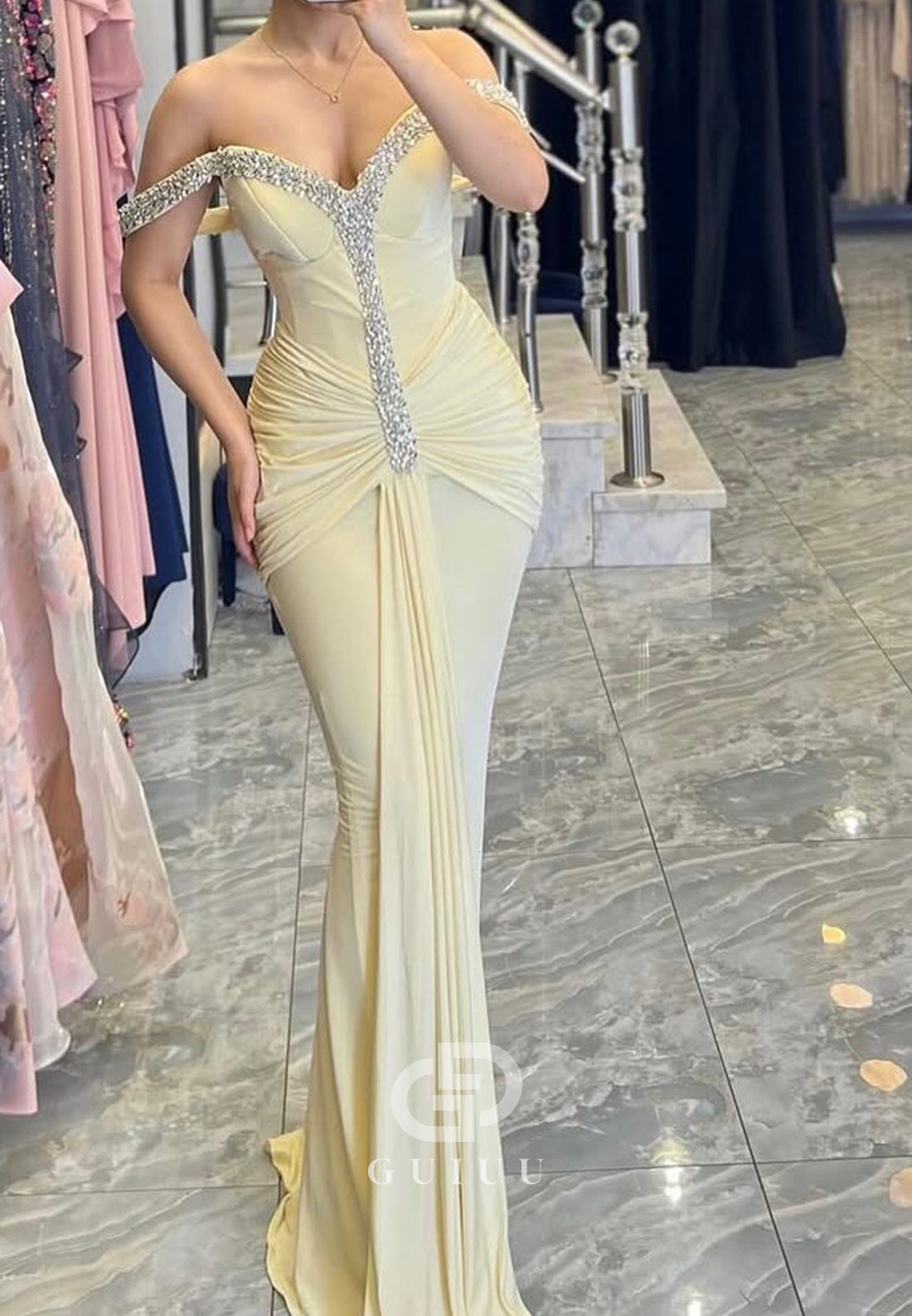 Charming Sleeveless Strapless Beads Sheath Prom Dress