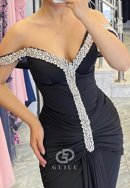 Charming Sleeveless Strapless Beads Sheath Prom Dress